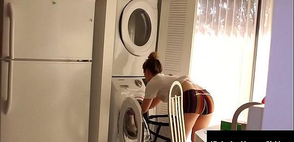  Girl Next Door Kimber Lee Gives Guy Handjob In Laundry Room!